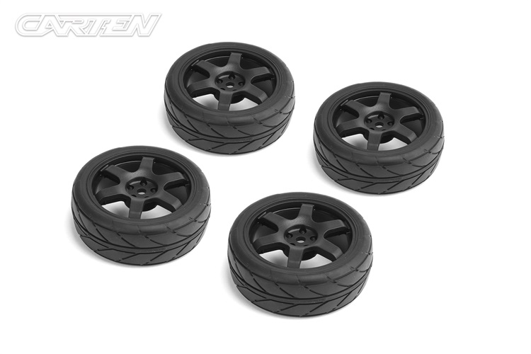 NHA487 1/10 Road Tires 6 Spoke wheel-Black /ET-0mm(4PCS)