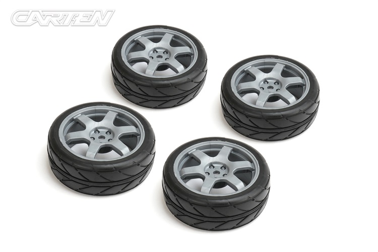 NHA488 1/10 Road Tires 6 Spoke Wheel-Gray /ET-0mm(4PCS)